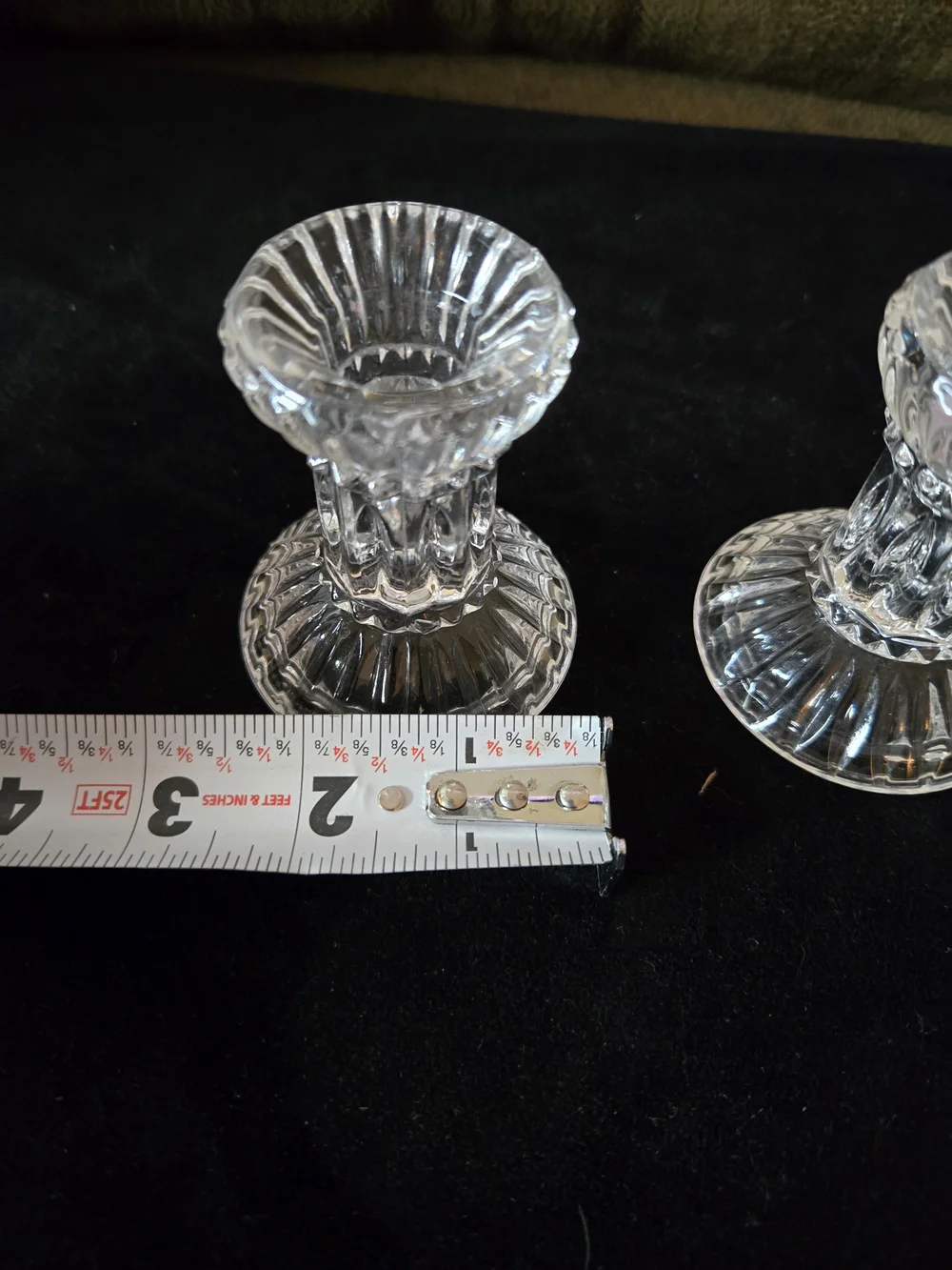 Pair of Clear Crystal Candle Holders, 3